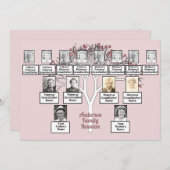 ピンクフラクタルツリー3世代ファミリ懇親会 招待状 (正面/裏面)