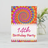 ピンクフラクタル誕生日 招待状 (スタンド正面)