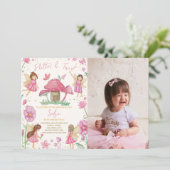 ピンクフラッターとトゥウィル妖精の誕生日写真 招待状 (スタンド正面)