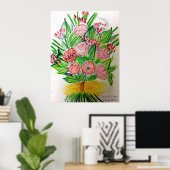 ピンクフラットブーケ ポスター (ホームオフィス)