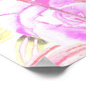 ピンクフラミンを含むシームレスなパターンの水カラーバラ ポスター (角)