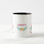 ピンクフラミンゴおもしろい引用文"昨日のpeopled" ツートーンマグカップ (中央)