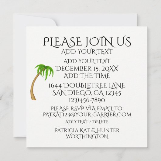 ピンクフラミンゴおもしろい招待状#holidayZ 招待状 (裏面)