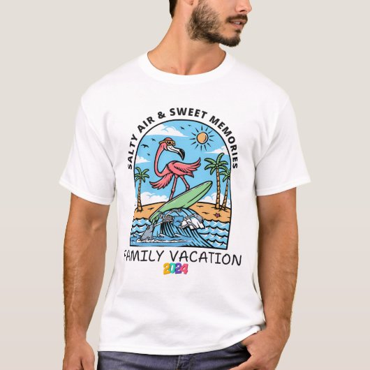 ピンクフラミンゴおもしろい! Tシャツ (正面)