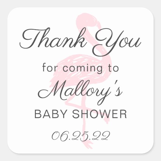 ピンクフラミンゴお気に入りステッカー スクエアシール (正面)