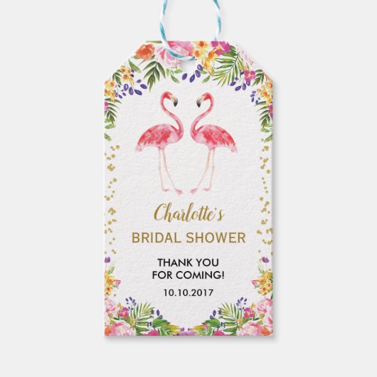 ピンクフラミンゴお気に入りラベル熱帯夏 ギフトタグ (正面)