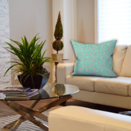 ピンクフラミンゴかわいいターコイズ柄 クッション