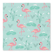 ピンクフラミンゴかわいいターコイズ柄 壁紙 (正面)