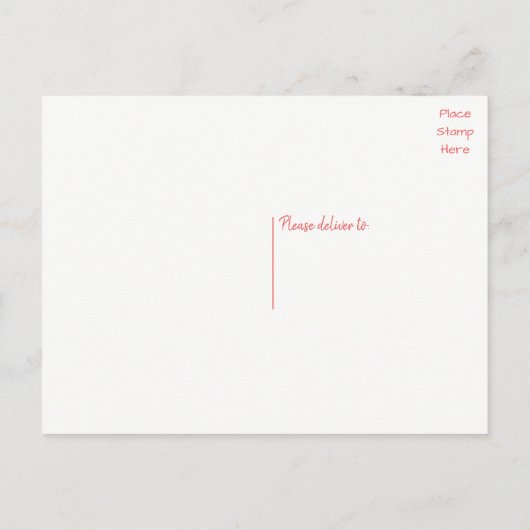 ピンクフラミンゴたった今結婚しました結婚トロピカルラブ 案内ポストカード (裏面)