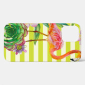  ピンクフラミンゴとエキゾチックなtrの継ぎ目のない模様 Case-Mate iPhoneケース (裏面 (横))