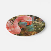 ピンクフラミンゴとクリスマスツリーパーティー ペーパープレート (アングル)