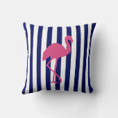 ピンクフラミンゴとネイビーストライプ クッション (裏面)