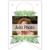 ピンクフラミンゴとハートパターン黒 バンティングフラッグ (第2の旗)