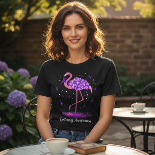 ピンクフラミンゴとパープルリボンのてんかん啓発 トライブレンドTシャツ