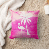 ピンクフラミンゴとパーム クッション (ブランケット)