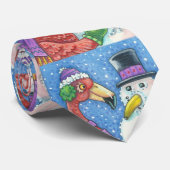 ピンクフラミンゴと雪だるまクリスマスホリデータイ ネクタイ (ロール)