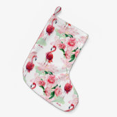 ピンクフラミンゴのシームレスパターン スモールクリスマスストッキング (正面 (吊り時))