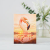 ピンクフラミンゴの二重露光ポートレート シーズンポストカード (スタンド正面)
