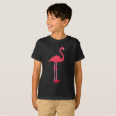 ピンクフラミンゴの子供用ダークカラーデザイン Tシャツ (正面フル)