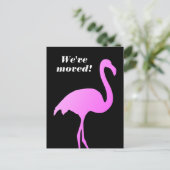 ピンクフラミンゴの移動先はがきの移動 案内ポストカード (スタンド正面)