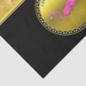 ピンクフラミンゴの立ち並ぶ金ゴールドフォイルのテクスチャ 薄葉紙 (詳細)