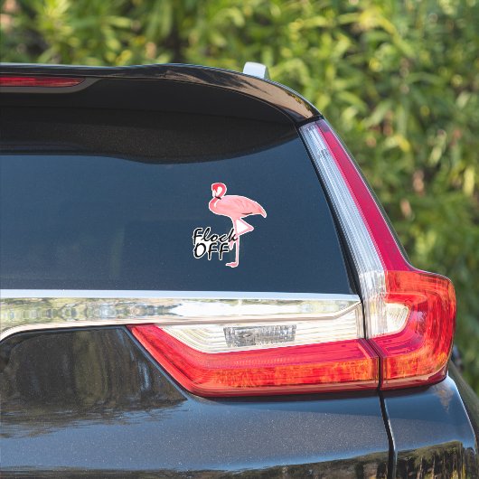 ピンクフラミンゴのflock offステッカー シール (車体側面)