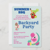 ピンクフラミンゴアイスクリームBBQパーティー招待状 招待状 (正面)