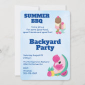 ピンクフラミンゴアイスクリームBBQパーティー招待状 招待状 (正面)