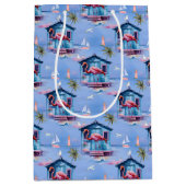 ピンクフラミンゴアイランドトロピカルビーチゲタウェイ ミディアムペーパーバッグ (正面)