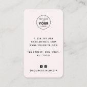 ピンクフラミンゴイラストレーションロゴとソーシャルメディアの追加 名刺 (裏面)