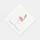 ピンクフラミンゴウィンタークリスマスナプキン スタンダードランチョンナプキン (角)