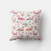 ピンクフラミンゴウォーターカラーフローラ クッション (裏面)