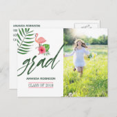 ピンクフラミンゴウォーターカラールアウ(ハワイ式宴会)グラッドアナウンス 案内ポストカード (正面/裏面)