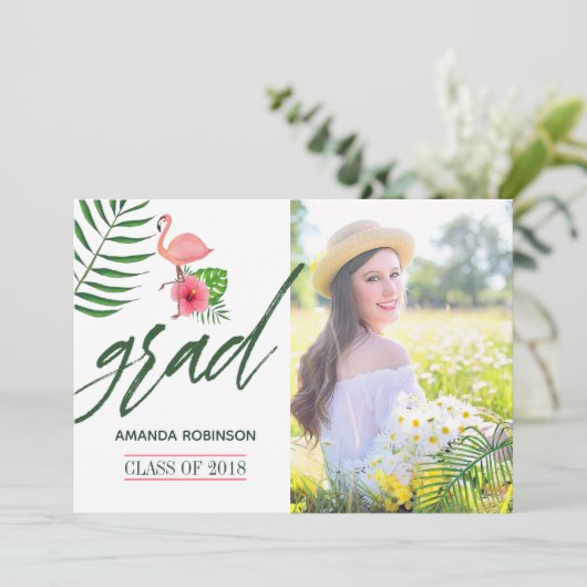 ピンクフラミンゴウォーターカラールアウ（ハワイ式宴会）グラッドアナウンス 案内状 (スタンド正面)