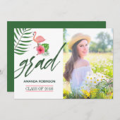 ピンクフラミンゴウォーターカラールアウ（ハワイ式宴会）グラッドアナウンス 案内状 (正面/裏面)