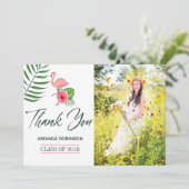 ピンクフラミンゴウォーターカラールアウ(ハワイ式宴会)卒業ありがとう サンキューカード (スタンド正面)