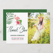 ピンクフラミンゴウォーターカラールアウ(ハワイ式宴会)卒業ありがとう サンキューカード (正面/裏面)