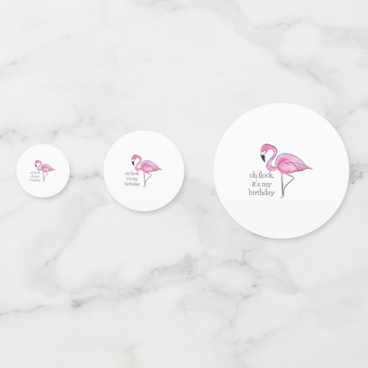 ピンクフラミンゴオフロック私の誕生日 名門私立校風の コンフェッティ (裏面)