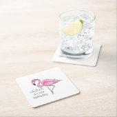 ピンクフラミンゴオフロック私の誕生日 名門私立校風の スクエアペーパーコースター (インサイチュ)