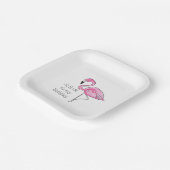 ピンクフラミンゴオフロック私の誕生日 名門私立校風の ペーパープレート (傾斜あり)