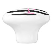 ピンクフラミンゴオン白黒ストライプ セラミックノブ (側面)