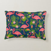 ピンクフラミンゴオーナメントをストライプのターコイズに アクセントクッション (裏面)