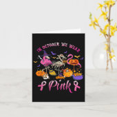 ピンクフラミンゴカボチャ10月We衣服ピンクブレア カード (黄色い花)