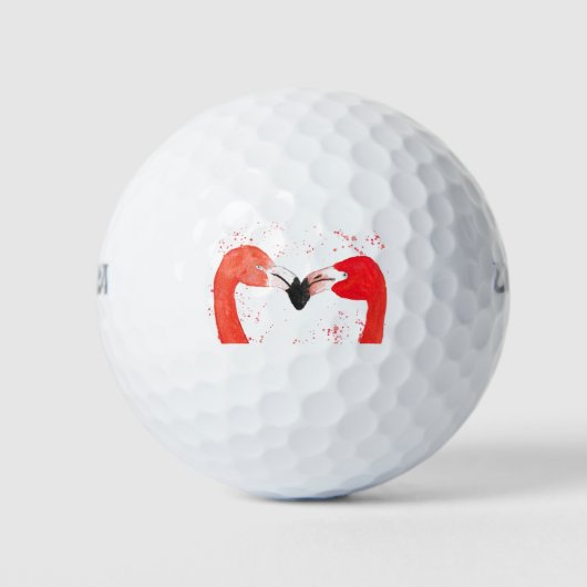 ピンクフラミンゴガーリー熱帯鳥ビーチ ゴルフボール (正面)