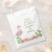 ピンクフラミンゴガールの誕生日パーティーありがとう フェイバーバッグ (クリップ留めされた状態)