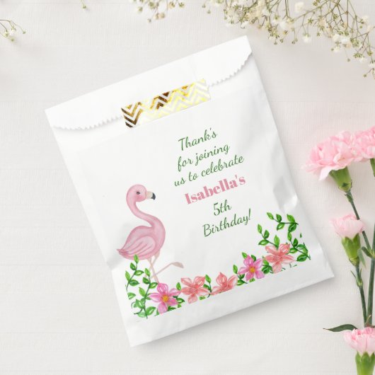 ピンクフラミンゴガールの誕生日パーティーありがとう フェイバーバッグ (封をした状態)