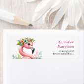 ピンクフラミンゴガールズトロピカルウォータカラーアドレス ラベル (インサイチュ)