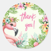 ピンクフラミンゴガールズバースデーパーティー ラウンドシール (正面)