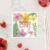 ピンクフラミンゴガール1歳の誕生日 スタンダードカクテルナプキン (インサイチュ)