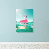 ピンクフラミンゴキッズルームウォールアートキャンバス キャンバスプリント (インサイチュ (ウッドフロア))